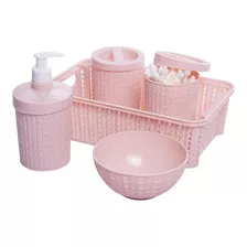 Kit De Cuidado Para Bebês Plasútil Trama Kit Higiene Do Bebê Textura Trama Enxoval Presente Bebê Rosa - X 5