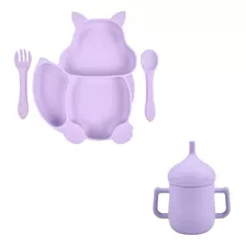 Set Silicona Bebé Plato + Cuchara + Tenedor + Vaso