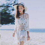 Salida De Playa Largo Piscina Moda Kimono Crochet Vacaciones