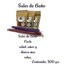 Sal De Baño Pack + Velas: Salud, Amor Y Dinero.