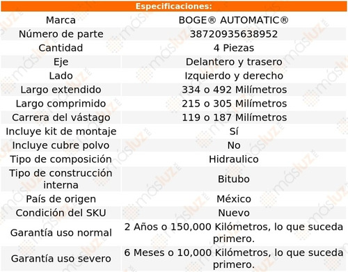 Set 4 Amortiguadores Automatic Aerostar Rwd V6 4.0l 90 Al 92 Foto 2