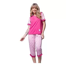 Pijama Pescador Adulto Feminino Blusinha E Calça Curta Noite