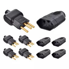 Kit 5 Plug Macho 20a 2p+t Com 5 Tomada Fêmea 20a 2p+t Ilumi 110v/220v