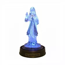 Luminária Imagem Jesus Misericordioso Cristo Nazaré Led Azul