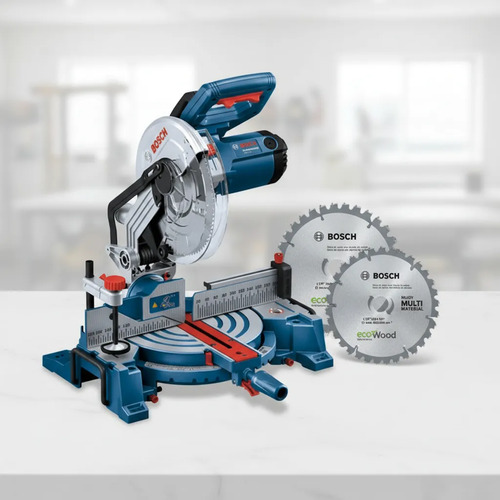 Kit Bosch: Sierra Ingletadora 1750w 254mm + Hoja 254mm 80 Dientes Eco Madera