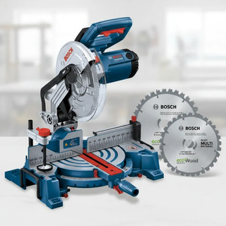 Kit Bosch: Sierra Ingletadora 1750w 254mm + Hoja 254mm 80 Dientes Eco Madera