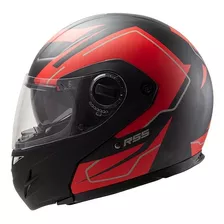 Casco Para Moto Modular Hawk Rs5 Vector Negro Y Rojo Mate Talle M 