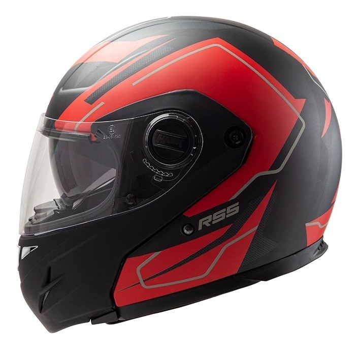 Casco Para Moto Modular Hawk Rs5 Vector  Negro Y Rojo Mate Talle M 