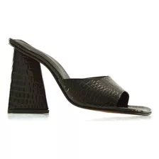 Sandalias Mujer Batistella De Fiesta En Croco Reptil Negro