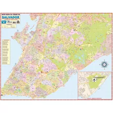 Mapa Geográfico Político Escolar Planisférico Da Cidade De Salvador Na Bahia - Gigante Medindo 1.2m X 90cm Dobrado - Litoral Praia Turismo E Entregas - Equipe Multivendas