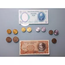 Lote #2 Billetes Y Monedas Dictadura Chile Pinochet