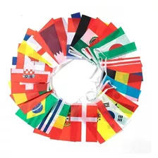 Varal Bandeira Plástica Países Copa Do Mundo Decoração 7 Mts