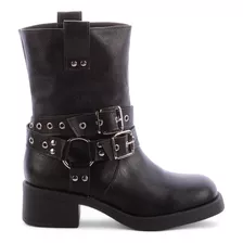 Bota Coturno Biker Salto Baixo Grosso Fivelas Estilosa Moda