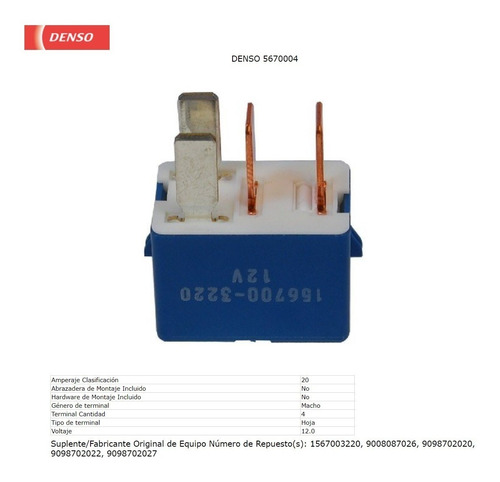 Rele Denso Bomba De Combustible 5670004 Toyota 20a 03-20 Foto 2