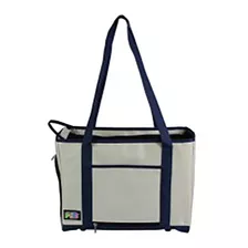 Bolsa De Mano De Tela Beige C/azul