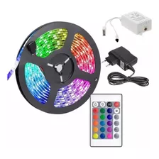 Cinta Tira Luces Led Rgb 5m Con Transformador + Control Gold