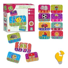 Jogo Soletrando Quebra-cabeça Brinquedo Infantil 12 Palavras