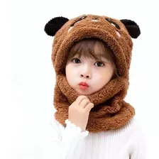 Gorro Con Cuello Para Bebé Niño/a Diseño Invierno Calentito