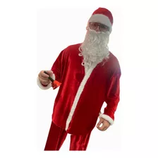 Fantasia Kit Roupa Papai Noel De Luxo Com Acessórios 