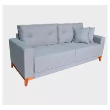 Sofa Sillón Veneza Diseño 3 Cuerpos Tela Lino 2 Almohadones