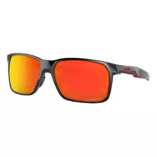 Óculos De Sol Polarizados Oakley Portal X Standard Armação De O Matter Cor Polished Black, Lente Ruby De Plutonite Prizm, Haste Polished Black De O Matter - Oo9460