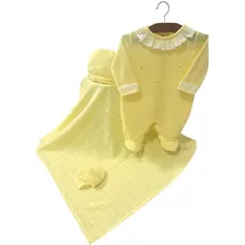 Saída Maternidade De Bebê Amarelo 