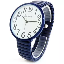 Azul Marino Super Gran Banda Face Stretch Moda Reloj