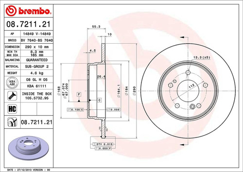 Disco Brembo Mercedes-benz C-class C 320 2003 A 2006 T Pz Foto 2