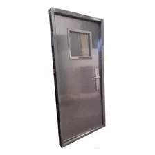 Puerta Exterior De Seguridad Acero Con Vidrio De 40 X 40 Cm
