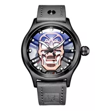 Reloj Original Deportivo Militar Cuarzo Correa Piel Skull 