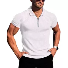 Camisa Polo Manga Curta Com Ziper Gola Polo Masculina