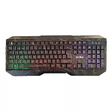 Teclado Gamer Luz Multicolor Usb Trueno- Teclado En Español Color Del Teclado Negro