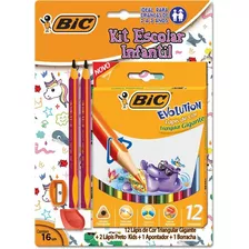 Kit Escolar Infantil Bic Lapis Jumbo Borracha E Apontador