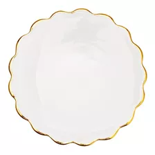 1 Bandejinha Joia Do Dia 9,5cm Porcelana Filete Ouro