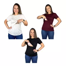 Kit 3 Blusas Amamentação Diversas Cores Premium Amamentar