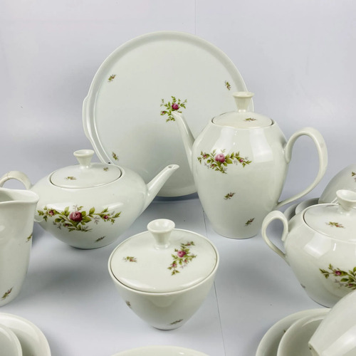 Jogo De Xícaras Chá Porcelana Renner Floral Vintage 19 Peças Branco Floral 3