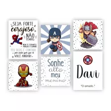 Kit 6 Quadros Decorativos Placas Heróis Baby Infantil 20x30