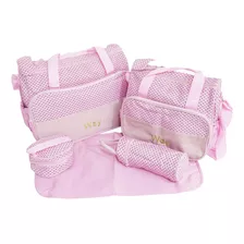 Kit Bolsa Saída Maternidade De Bebê 5 Peças Menina Rosa