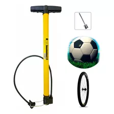 Bomba De Ar Encher Pneu Bike Bicicleta Balão Moto Bola Cor Amarelo