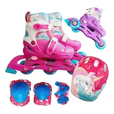 Roller Patin 2 En 1 Extensibles Unicornio + Proteccion Casco