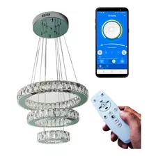 Lustre Cristal Led Aplicativo Smartphone Controle Remoto 