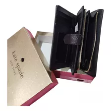 Kate Spade Box Set Med Glitter Compact Bifold Wallet Black