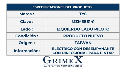 Espejo Mazda 3 2014-2015-16-2017-2018 Electrico C/direcc Ore Foto 4