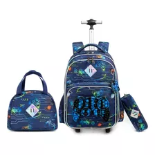 Kit Mochila Rodinhas Lancheira Estojo Escolar Infantil