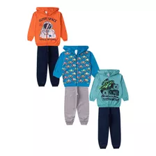  3 Conjunto Moletom Infantil Menina Menino Inverno Atacado 