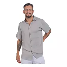 Camisa De Lino Manga Corta De Hombre