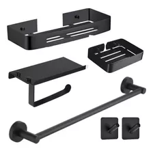 Sets X 6pzs Accesorios Para Baño, Acero Inoxidable Black Mat