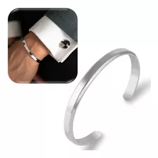 Pulseira Masculina Bracelete Aço Tungstênio Prata Ajustável