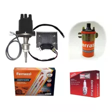 Kit Distribuidor Electronico + Bobina Ferrazzi + Cables Ferrazzi Competicion 9mm + Bujias Fiat 128 - 147