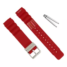 Pulseira 20mm Silicone Compatível Relogio Citizen Aqualand Cor Vermelho